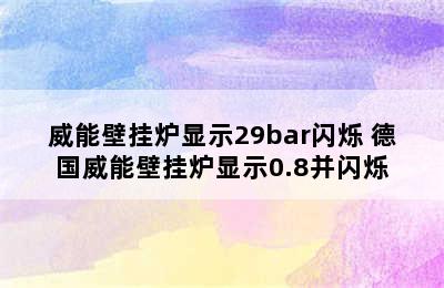 威能壁挂炉显示29bar闪烁 德国威能壁挂炉显示0.8并闪烁